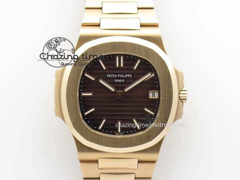 Nautilus Jumbo 5711 RG BP Maker Best Edition Brown Textured Dial On RG Bracelet A324CS