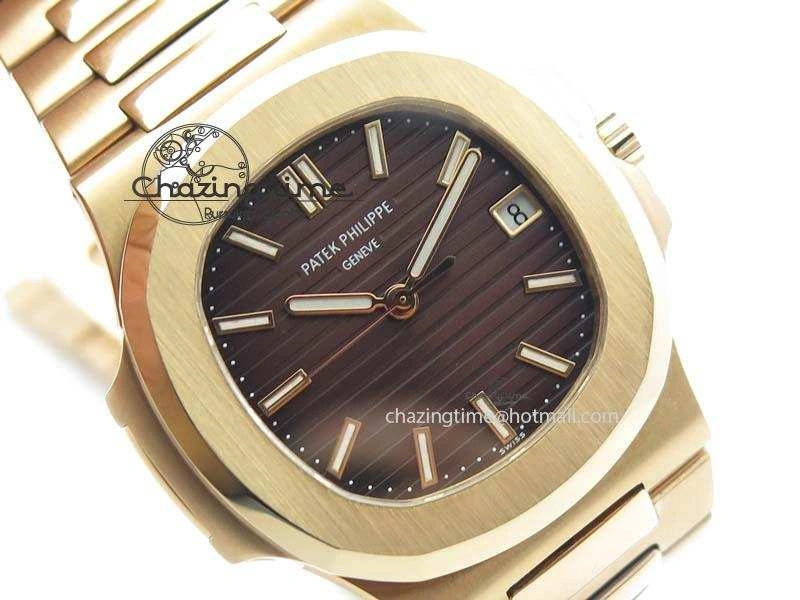 Nautilus Jumbo 5711 RG BP Maker Best Edition Brown Textured Dial On RG Bracelet A324CS