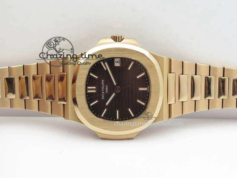 Nautilus Jumbo 5711 RG BP Maker Best Edition Brown Textured Dial On RG Bracelet A324CS