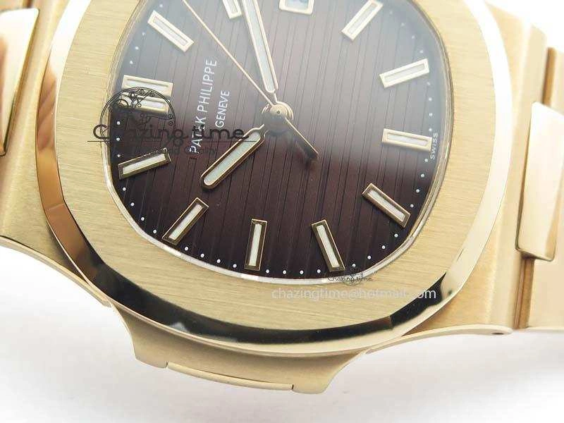 Nautilus Jumbo 5711 RG BP Maker Best Edition Brown Textured Dial On RG Bracelet A324CS