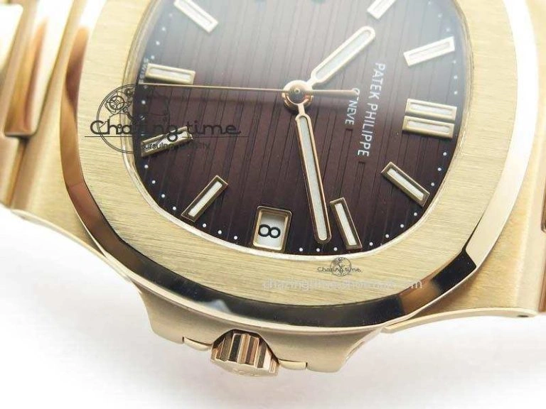 Nautilus Jumbo 5711 RG BP Maker Best Edition Brown Textured Dial On RG Bracelet A324CS