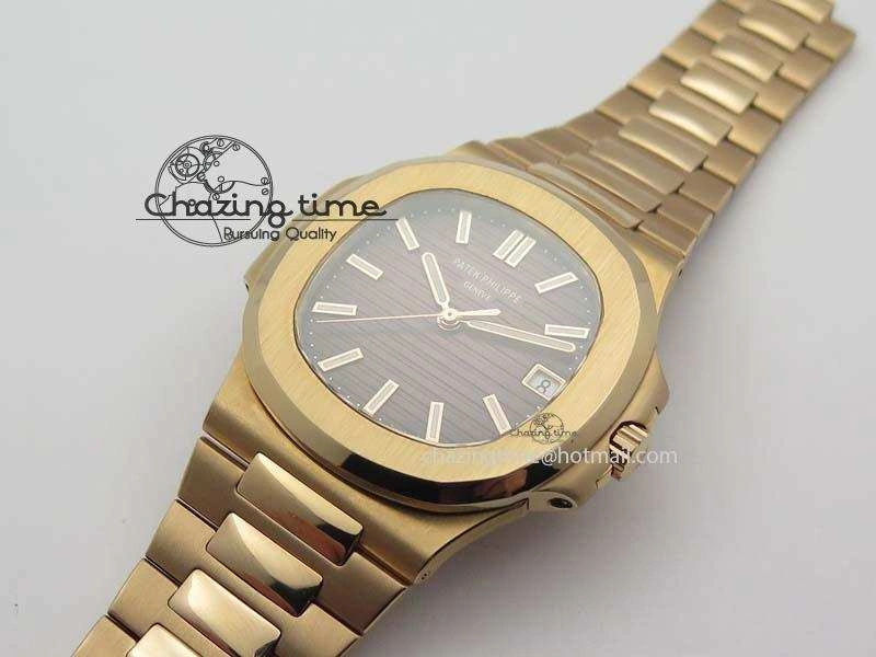 Nautilus Jumbo 5711 RG BP Maker Best Edition Brown Textured Dial On RG Bracelet A324CS