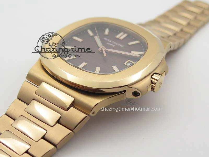 Nautilus Jumbo 5711 RG BP Maker Best Edition Brown Textured Dial On RG Bracelet A324CS