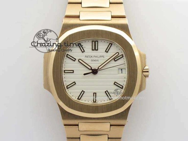Nautilus Jumbo 5711 RG BP Maker Best Edition White Textured Dial On RG Bracelet A324CS
