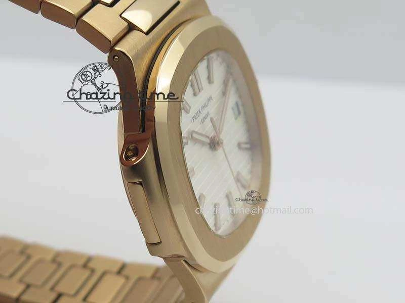 Nautilus Jumbo 5711 RG BP Maker Best Edition White Textured Dial On RG Bracelet A324CS