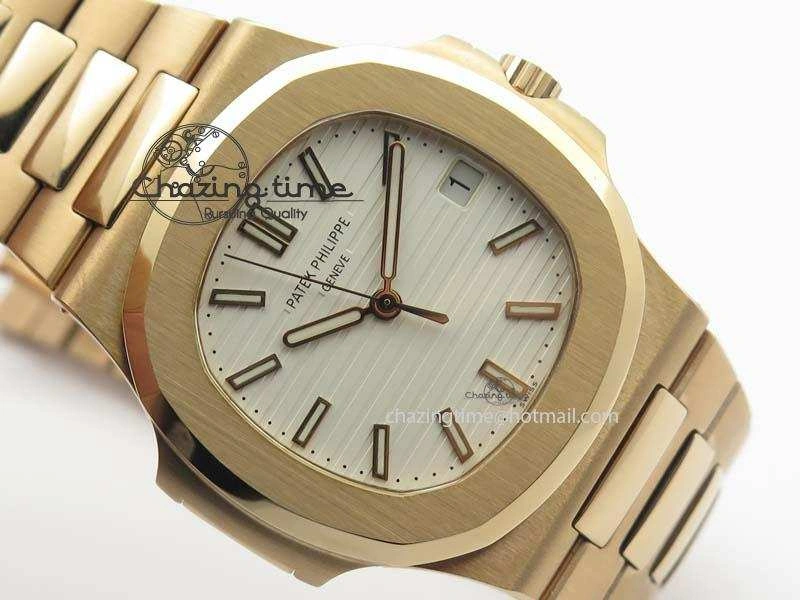 Nautilus Jumbo 5711 RG BP Maker Best Edition White Textured Dial On RG Bracelet A324CS