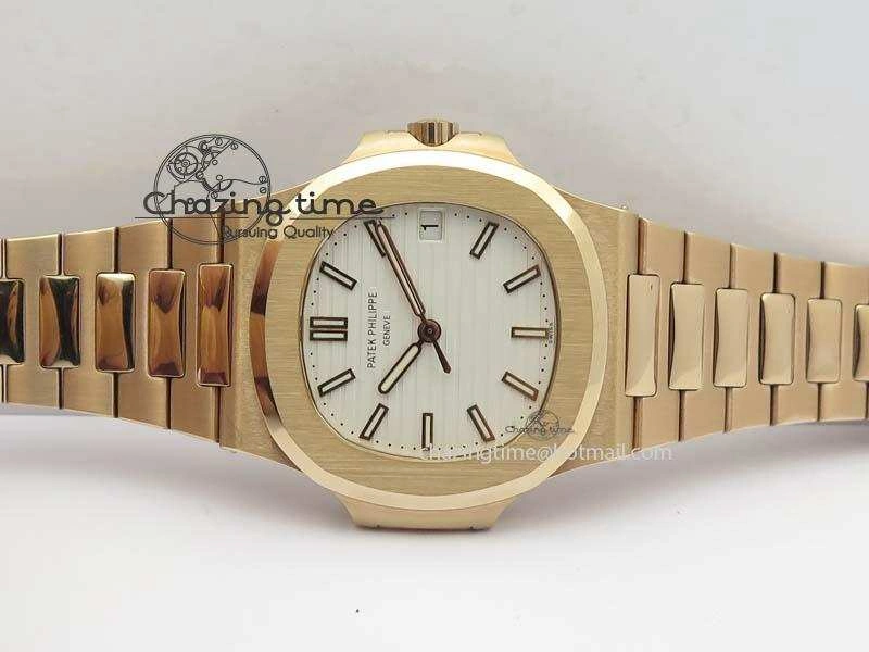 Nautilus Jumbo 5711 RG BP Maker Best Edition White Textured Dial On RG Bracelet A324CS