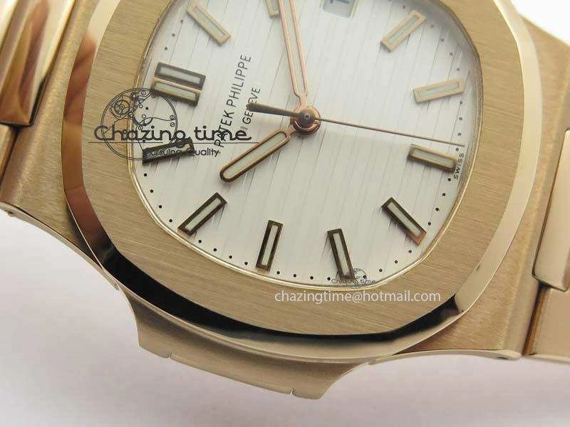 Nautilus Jumbo 5711 RG BP Maker Best Edition White Textured Dial On RG Bracelet A324CS