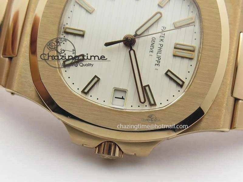 Nautilus Jumbo 5711 RG BP Maker Best Edition White Textured Dial On RG Bracelet A324CS