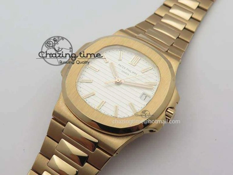 Nautilus Jumbo 5711 RG BP Maker Best Edition White Textured Dial On RG Bracelet A324CS