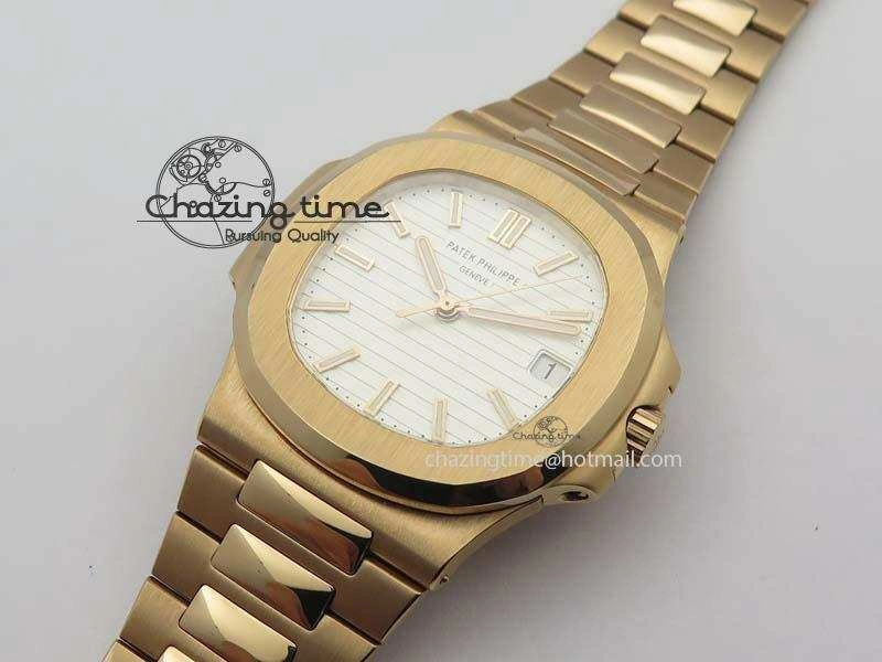 Nautilus Jumbo 5711 RG BP Maker Best Edition White Textured Dial On RG Bracelet A324CS