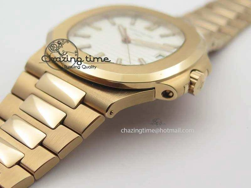Nautilus Jumbo 5711 RG BP Maker Best Edition White Textured Dial On RG Bracelet A324CS