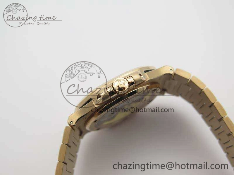 Nautilus Jumbo 5711 RG PF 1:1 Best Edition Brown Textured Dial On RG Bracelet A324 Clone