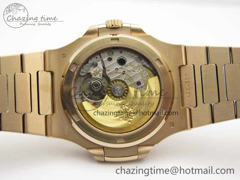 Nautilus Jumbo 5711 RG PF 1:1 Best Edition Brown Textured Dial On RG Bracelet A324 Clone