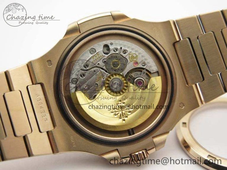 Nautilus Jumbo 5711 RG PF 1:1 Best Edition Brown Textured Dial On RG Bracelet A324 Clone