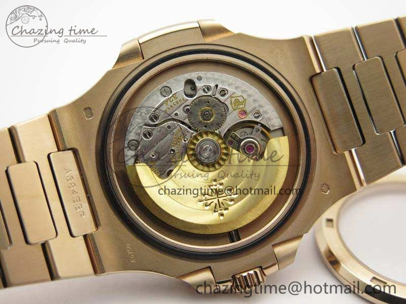 Nautilus Jumbo 5711 RG PF 1:1 Best Edition Brown Textured Dial On RG Bracelet A324 Clone