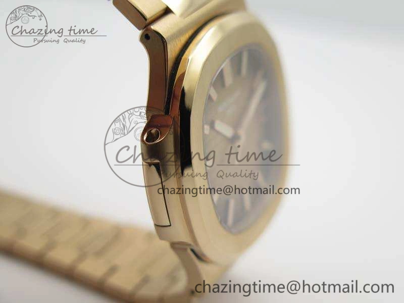 Nautilus Jumbo 5711 RG PF 1:1 Best Edition Brown Textured Dial On RG Bracelet A324 Clone