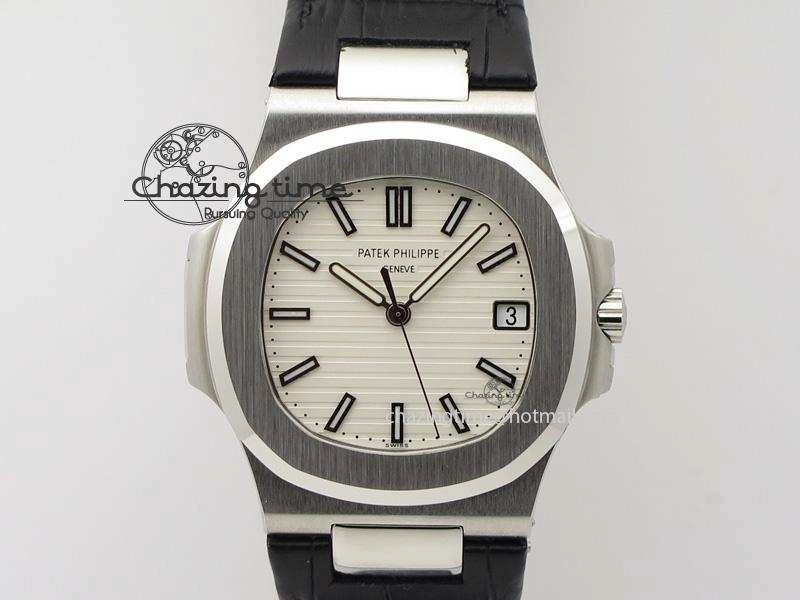 Nautilus Jumbo 5711 SS BP-Maker V2 Edition White Dial On Black Leather Strap MIYOTA 9015 PP324CS