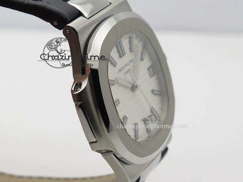 Nautilus Jumbo 5711 SS BP-Maker V2 Edition White Dial On Black Leather Strap MIYOTA 9015 PP324CS