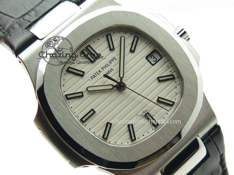 Nautilus Jumbo 5711 SS BP-Maker V2 Edition White Dial On Black Leather Strap MIYOTA 9015 PP324CS