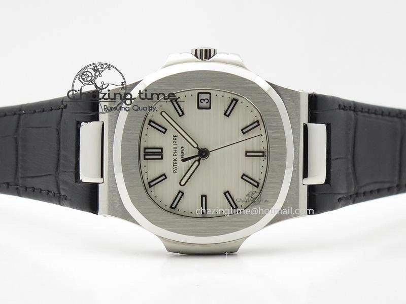 Nautilus Jumbo 5711 SS BP-Maker V2 Edition White Dial On Black Leather Strap MIYOTA 9015 PP324CS