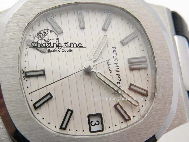 Nautilus Jumbo 5711 SS BP-Maker V2 Edition White Dial On Black Leather Strap MIYOTA 9015 PP324CS