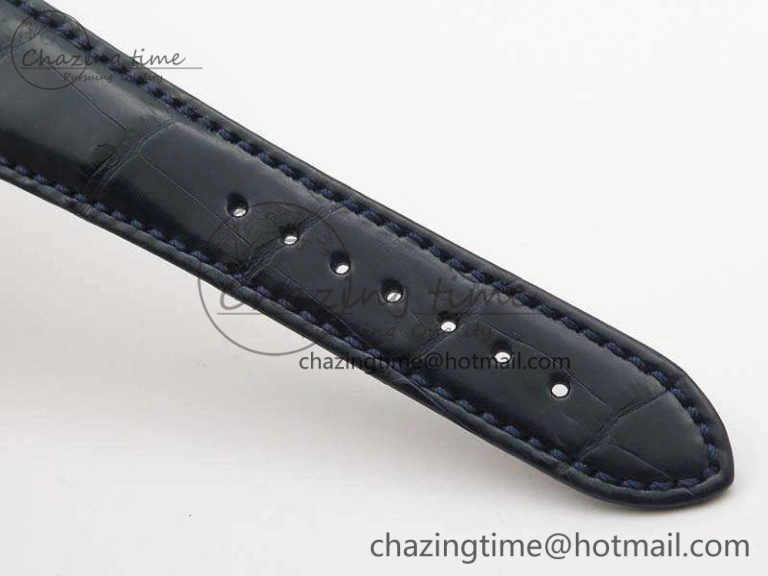 Nautilus Jumbo 5711 SS Full Paved Diamonds Blue Dial On Blue Croc Leather Strap A324