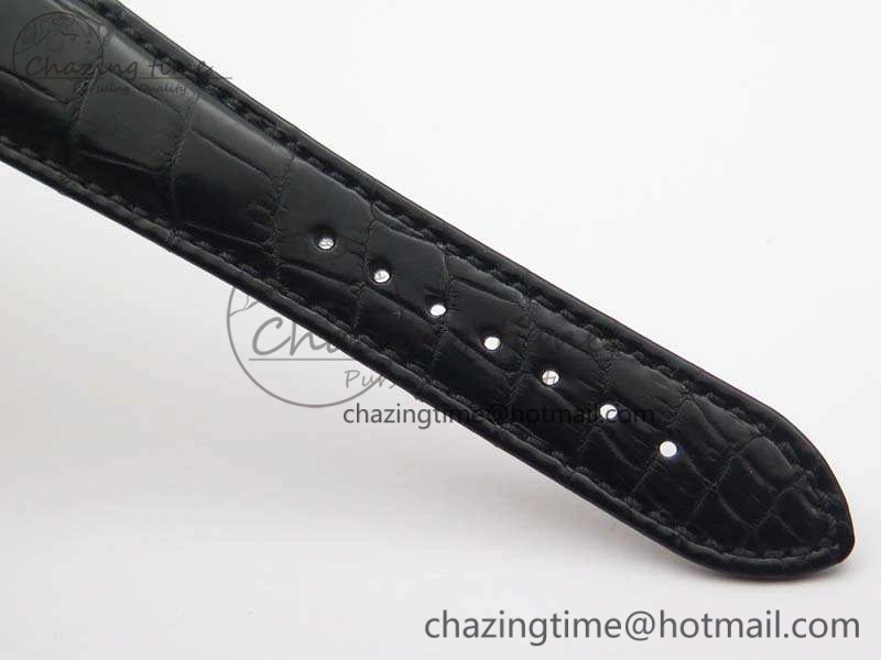 Nautilus Jumbo 5711 SS Full Paved Diamonds White Dial On Black Croc Leather Strap A324