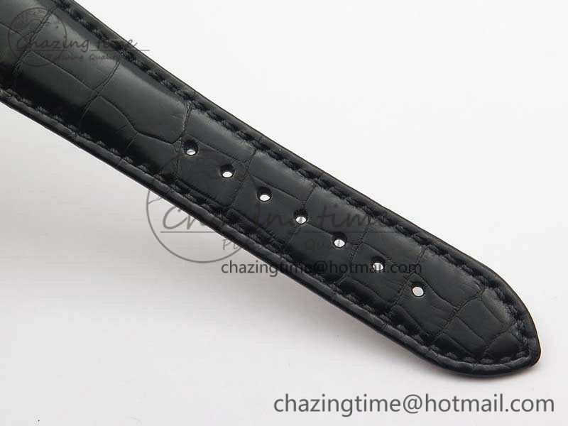 Nautilus Jumbo 5711 Tourbillon SS Full Paved Diamonds White Dial On Black Croc Leather Strap