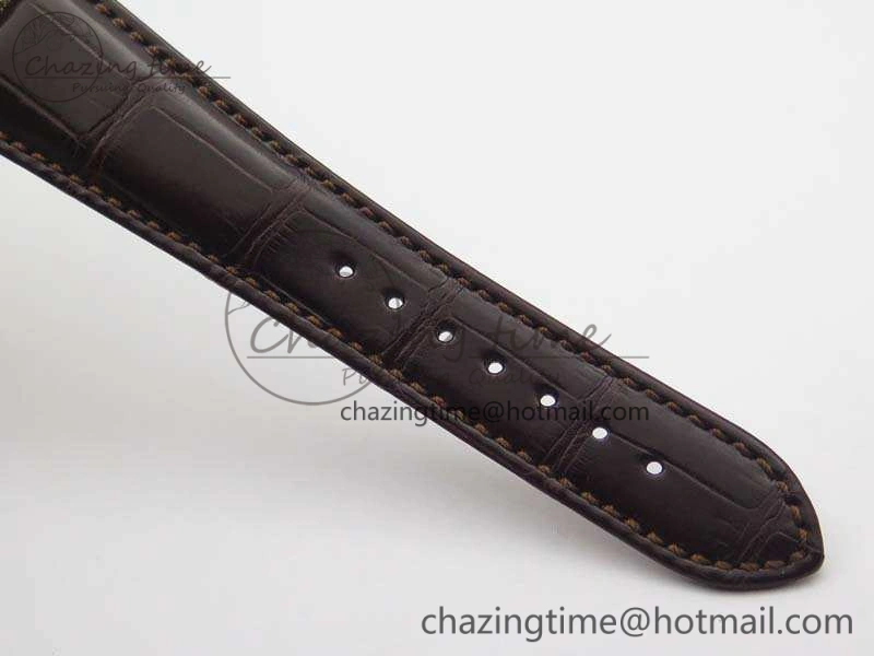 Nautilus Jumbo 5711 Tourbillon YG Full Paved Diamonds White Dial On Brown Croc Leather Strap