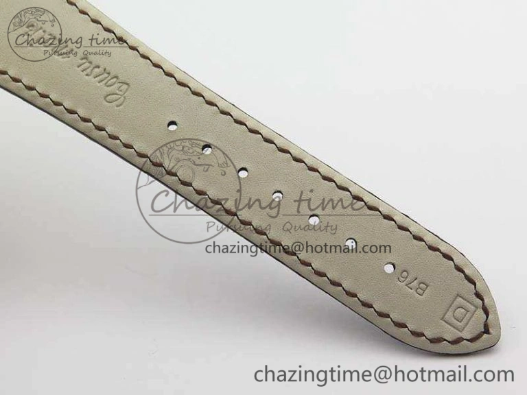 Nautilus Jumbo 5711 YG Full Paved Diamonds White Dial On Brown Croc Leather Strap A324