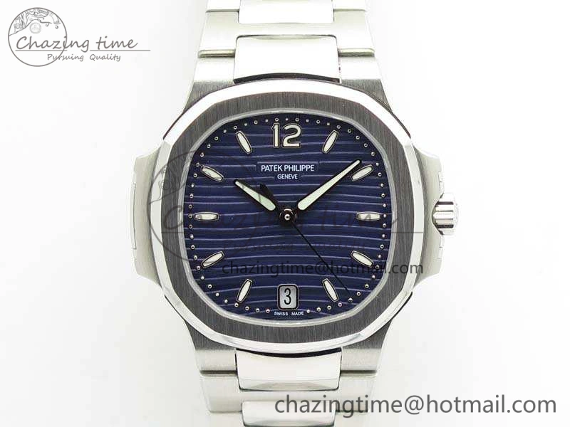 Nautilus Jumbo Ladies 7018 PF 1:1 Best Edition Blue Textured Dial On SS Bracelet A324 Clone