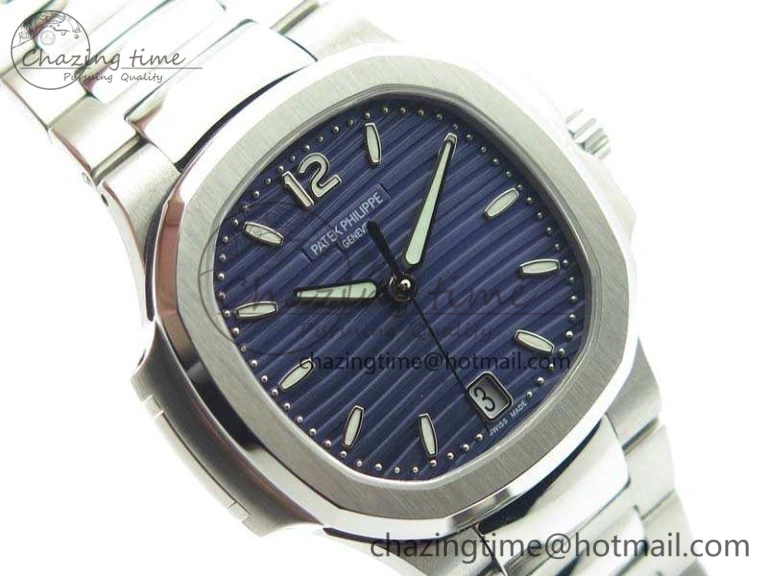Nautilus Jumbo Ladies 7018 PF 1:1 Best Edition Blue Textured Dial On SS Bracelet A324 Clone