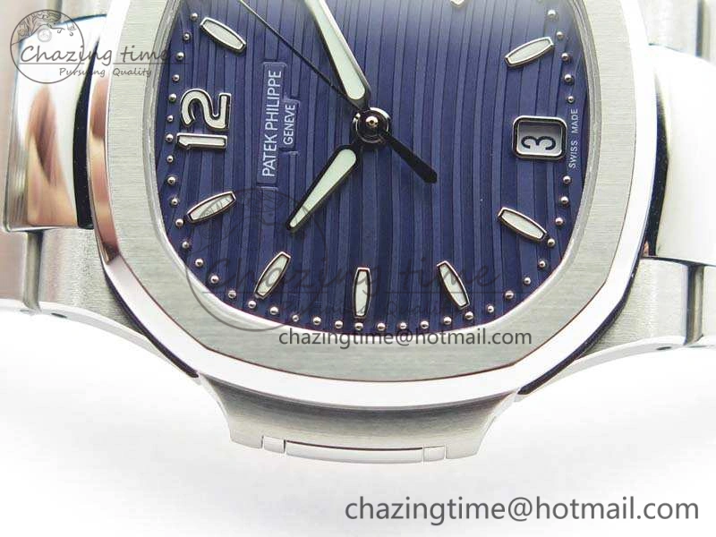 Nautilus Jumbo Ladies 7018 PF 1:1 Best Edition Blue Textured Dial On SS Bracelet A324 Clone