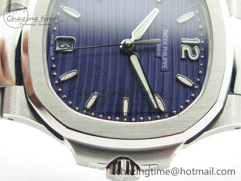 Nautilus Jumbo Ladies 7018 PF 1:1 Best Edition Blue Textured Dial On SS Bracelet A324 Clone