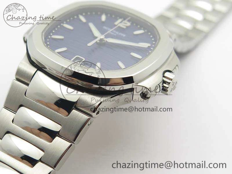 Nautilus Jumbo Ladies 7018 PF 1:1 Best Edition Blue Textured Dial On SS Bracelet A324 Clone
