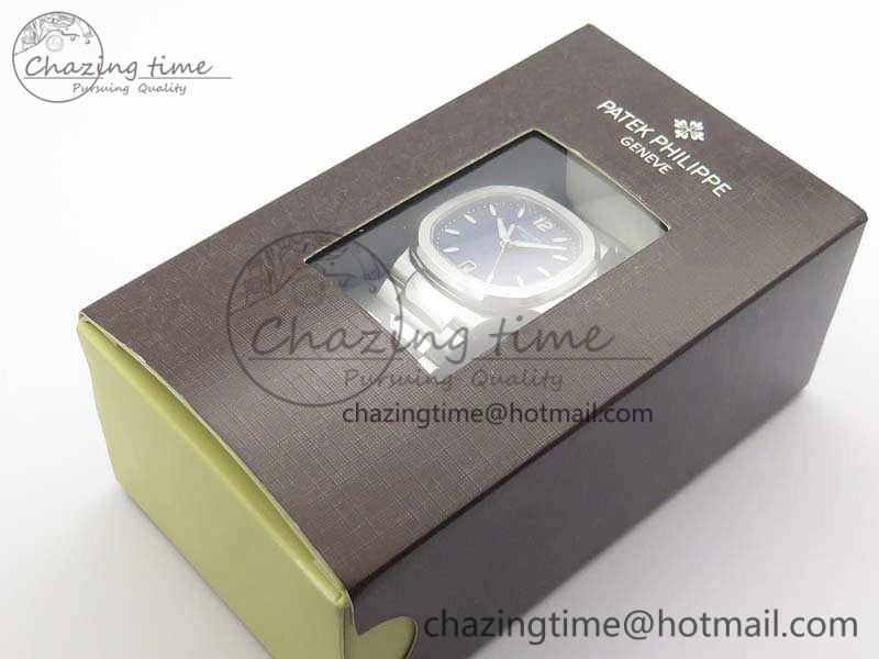 Nautilus Jumbo Ladies 7018 PF 1:1 Best Edition Blue Textured Dial On SS Bracelet A324 Clone