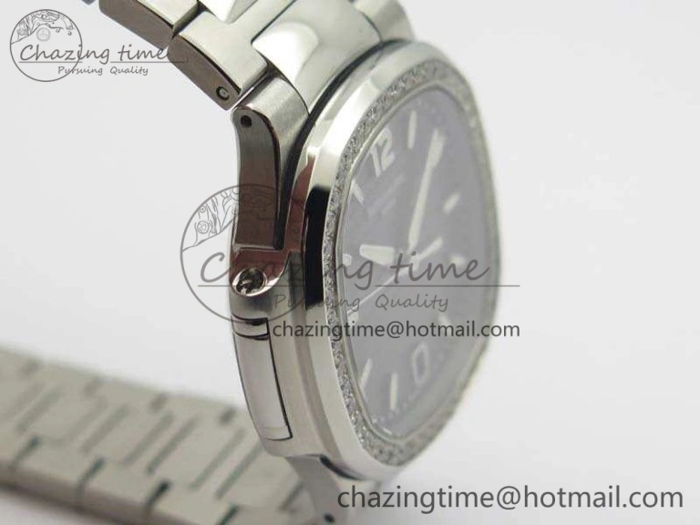 Nautilus Jumbo Ladies 7018 PF 1:1 Best Edition Gray Dial Diam Bezel On SS Bracelet A324 Clone