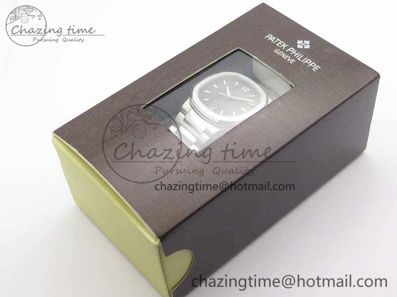 Nautilus Jumbo Ladies 7018 PF 1:1 Best Edition Gray Textured Dial On SS Bracelet A324 Clone