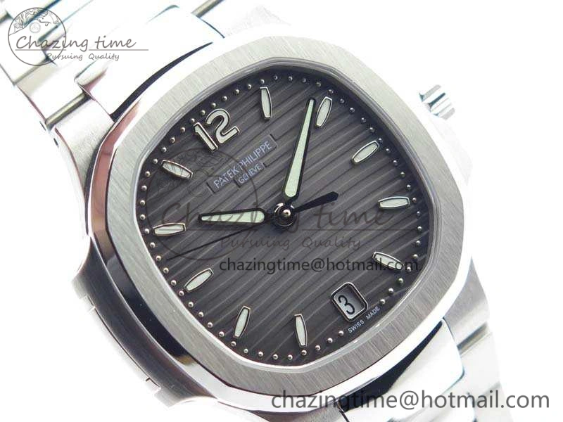 Nautilus Jumbo Ladies 7018 PF 1:1 Best Edition Gray Textured Dial On SS Bracelet A324 Clone
