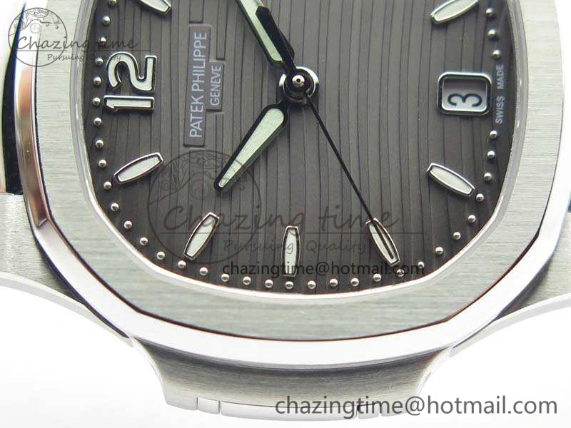 Nautilus Jumbo Ladies 7018 PF 1:1 Best Edition Gray Textured Dial On SS Bracelet A324 Clone