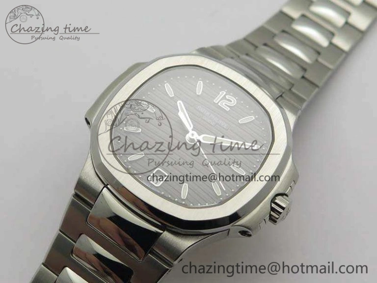 Nautilus Jumbo Ladies 7018 PF 1:1 Best Edition Gray Textured Dial On SS Bracelet A324 Clone