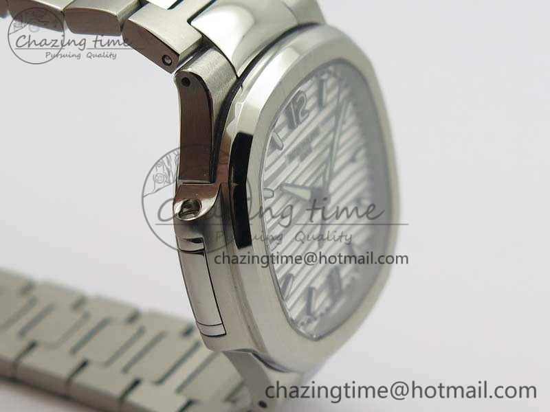 Nautilus Jumbo Ladies 7018 PF 1:1 Best Edition White Textured Dial On SS Bracelet A324 Clone