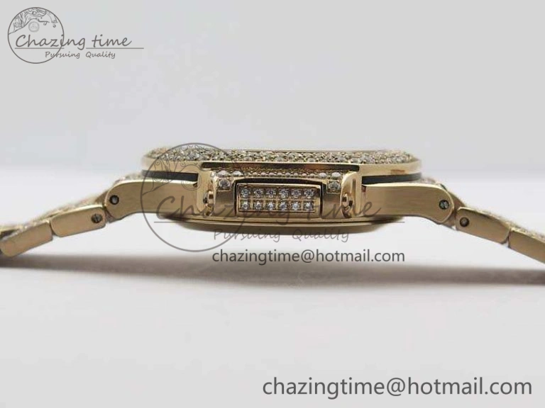 Nautilus Jumbo Ladies 7021 RG Full Paved Diamonds On Diamonds Plated RG Bracelet MIYOTA 9015