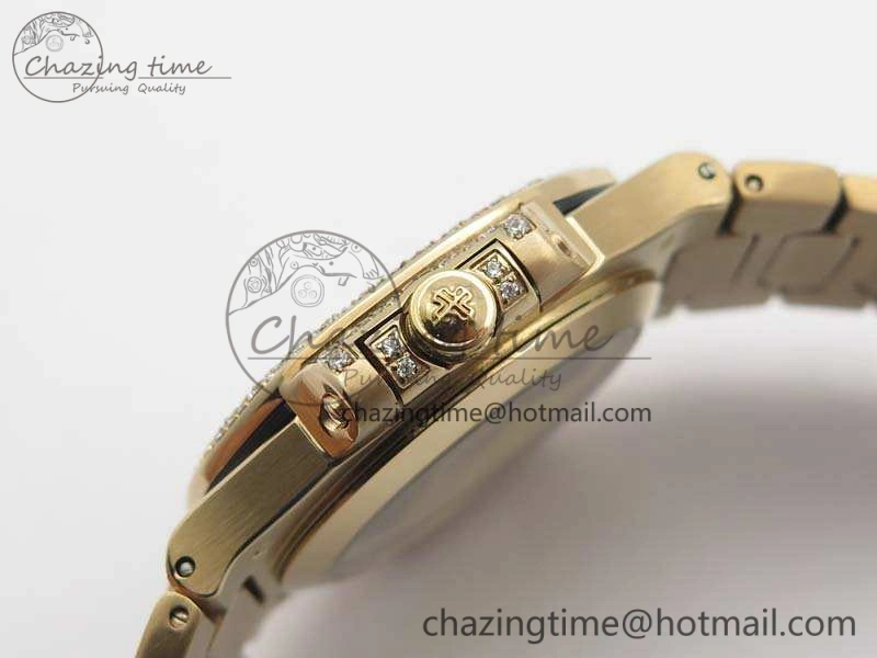 Nautilus Jumbo Ladies 7021 RG Full Paved Diamonds On Diamonds Plated RG Bracelet MIYOTA 9015
