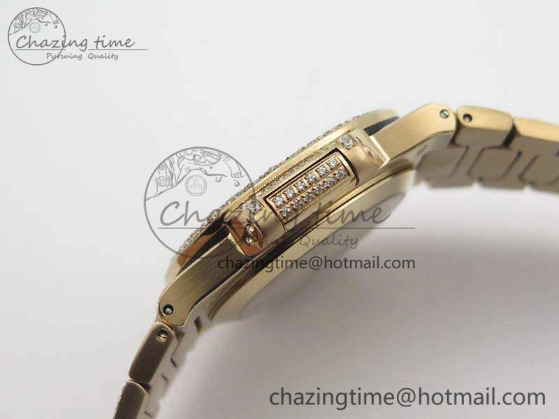 Nautilus Jumbo Ladies 7021 RG Full Paved Diamonds On Diamonds Plated RG Bracelet MIYOTA 9015