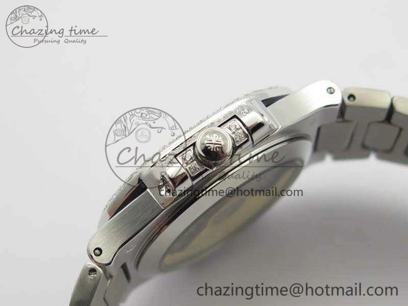 Nautilus Jumbo Ladies 7021 SS Full Paved Diamonds On Diamonds Plated SS Bracelet MIYOTA 9015