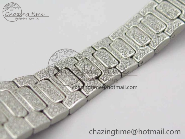 Nautilus Jumbo Ladies 7021 SS Full Paved Diamonds On Diamonds Plated SS Bracelet MIYOTA 9015