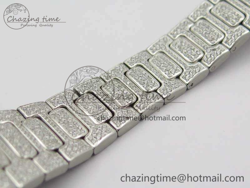 Nautilus Jumbo Ladies 7021 SS Full Paved Diamonds On Diamonds Plated SS Bracelet MIYOTA 9015