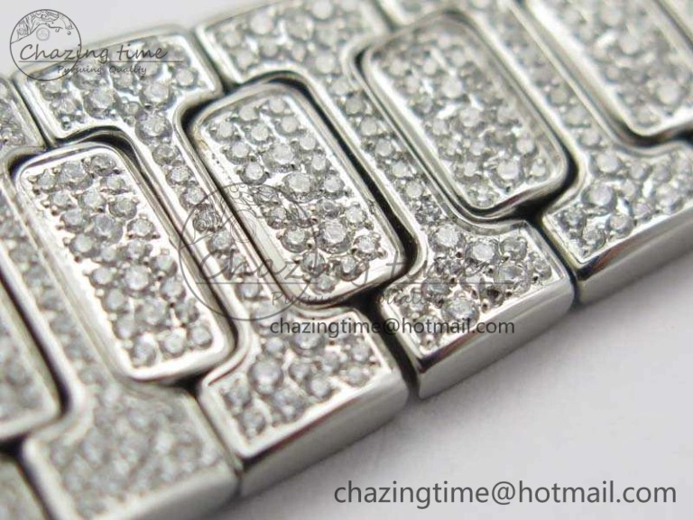 Nautilus Jumbo Ladies 7021 SS Full Paved Diamonds On Diamonds Plated SS Bracelet MIYOTA 9015